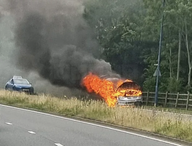 Car Blaze on Pier Road, Gillingham Swiftly Extinguished by Kent Firefighters – No Injuries