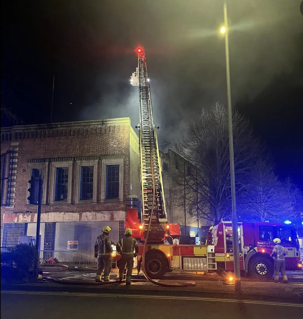 Inferno at Derelict Canterbury Building Sparks Evacuations and Smoke Alert for Locals