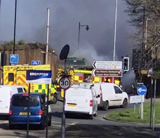 Double-Decker Bus Engine Blaze Sparks Firefighting Drama in Gillingham – No Injuries Reported