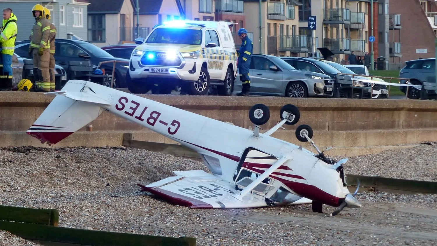 Miracle Escape as Light Aircraft Crashes onto Lee-on-the-Solent Beach