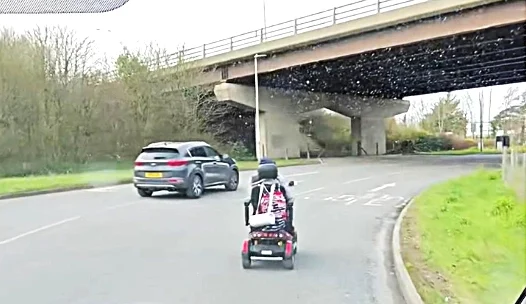 Lorry Driver Stuck Behind Mobility Scooter at Black Cat Roundabout