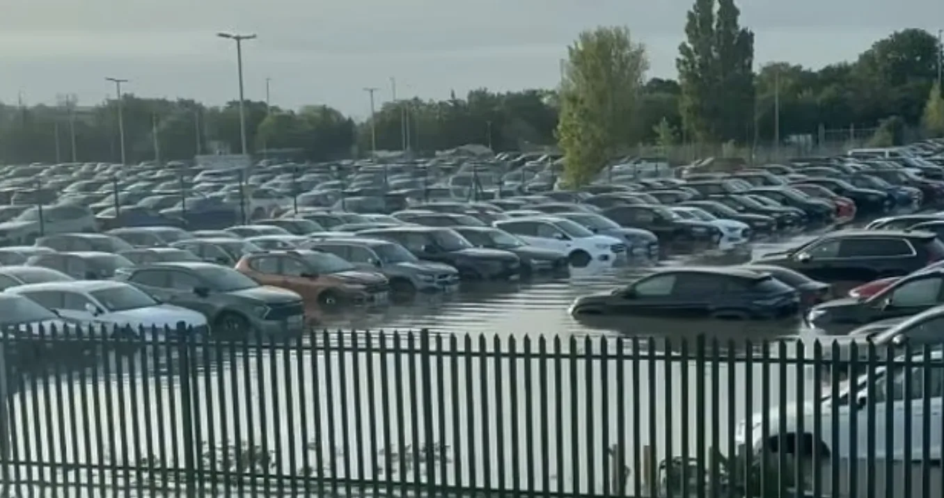 Heathrow Car Park Flooded Leaving Cars Submerged in Water