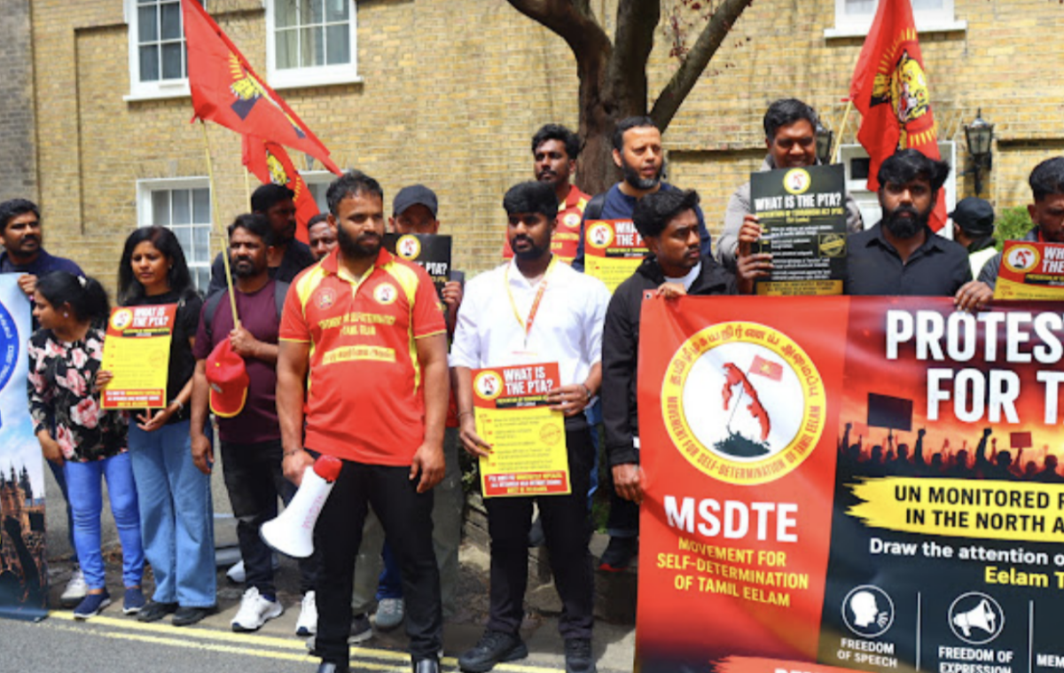 Tamil Protesters Rally Outside Sri Lankan High Commission in London Calling for Self-Determination and Justice