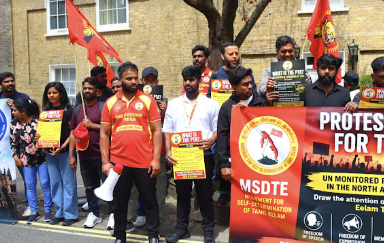 Tamil Protesters Rally Outside Sri Lankan High Commission in London Calling for Self-Determination and Justice
