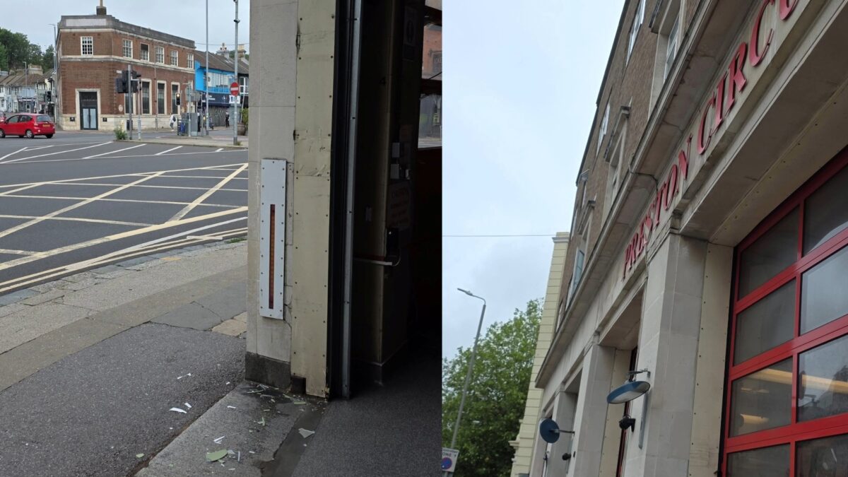 Fire Engine Safety Mirrors Vandalised at Brighton Preston Circus Station