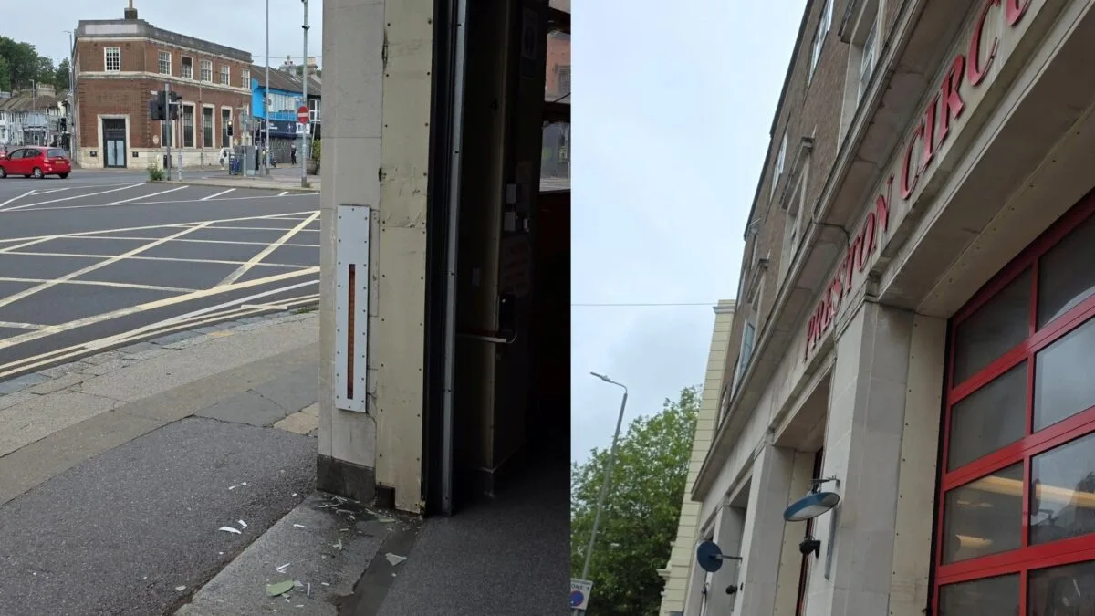 Fire Engine Safety Mirrors Vandalised at Brighton Preston Circus Station