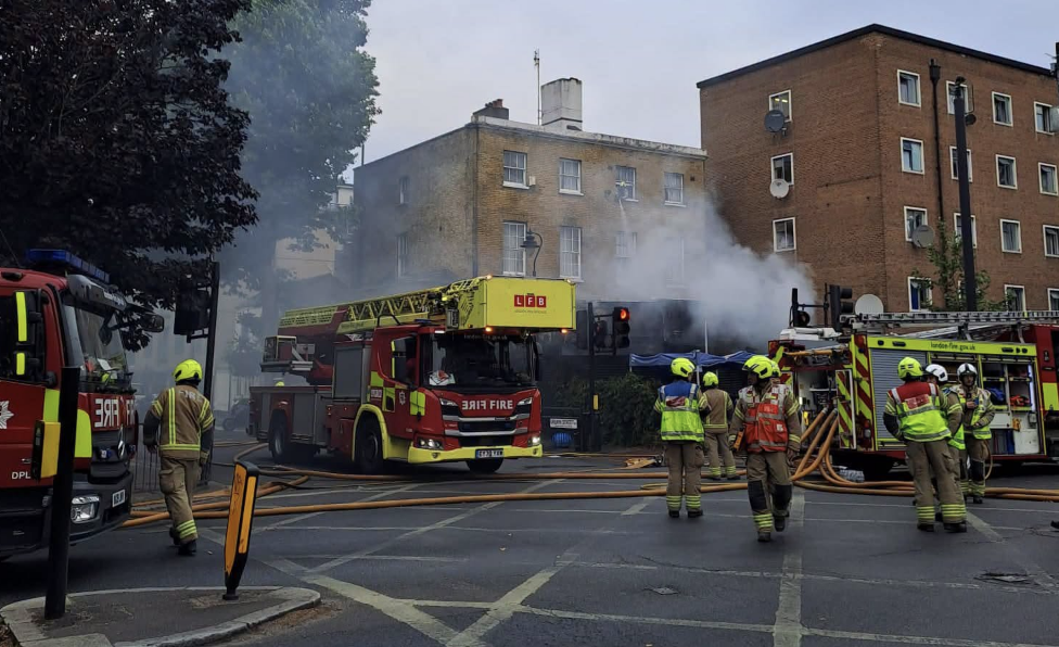 60 firefighters tackle blaze at motorcycle shop in Walworth