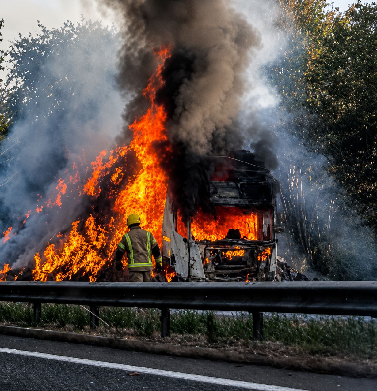A34 Closed After Hay Lorry Bursts Into Flames Near Winchester