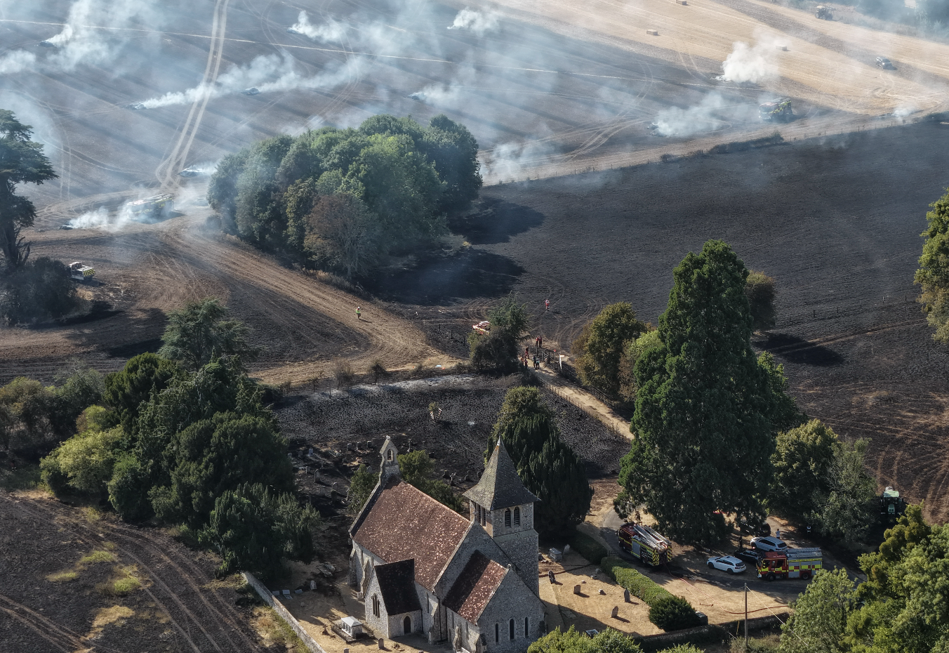 Major blaze erupts near historic St Peter’s Church in East Tytherley