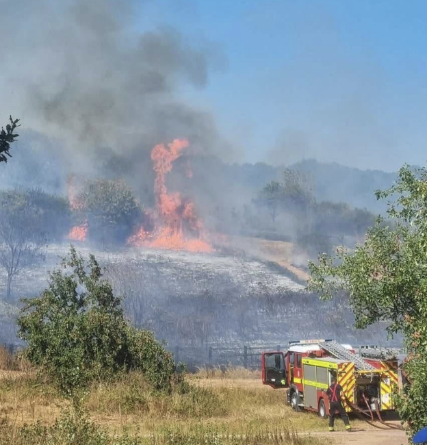 Twenty fire crews battle huge grassland blaze as public told to avoid Exeter beauty spot