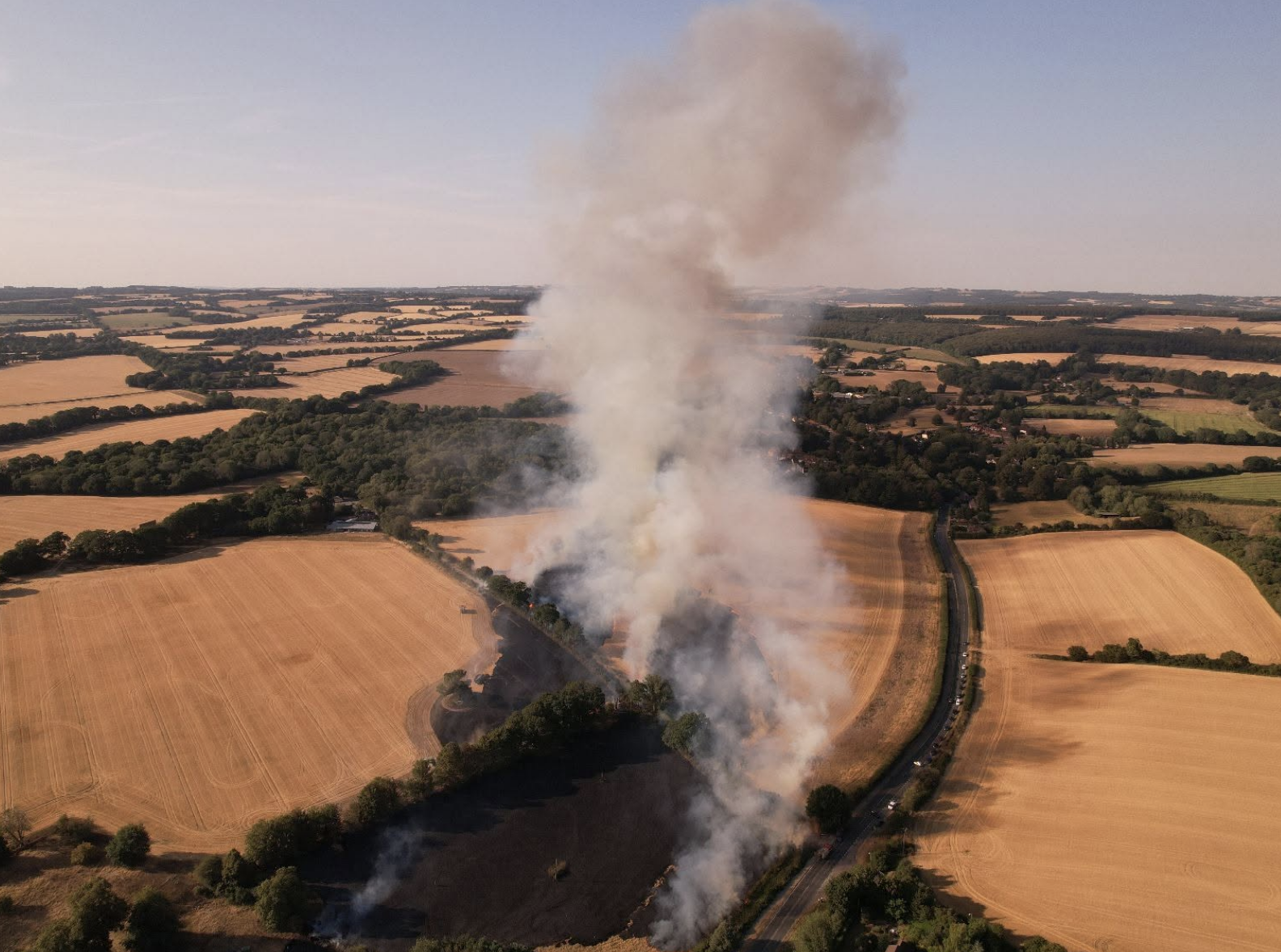 Newbury Road closed between Andover and Enham as firefighters tackle fast-spreading blaze