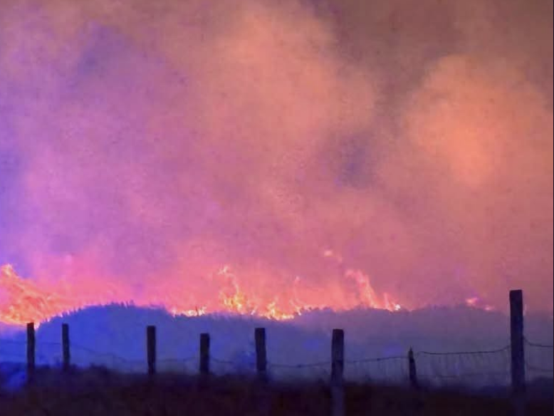 Eight fire engines battle overnight moorland wildfire near Oldham