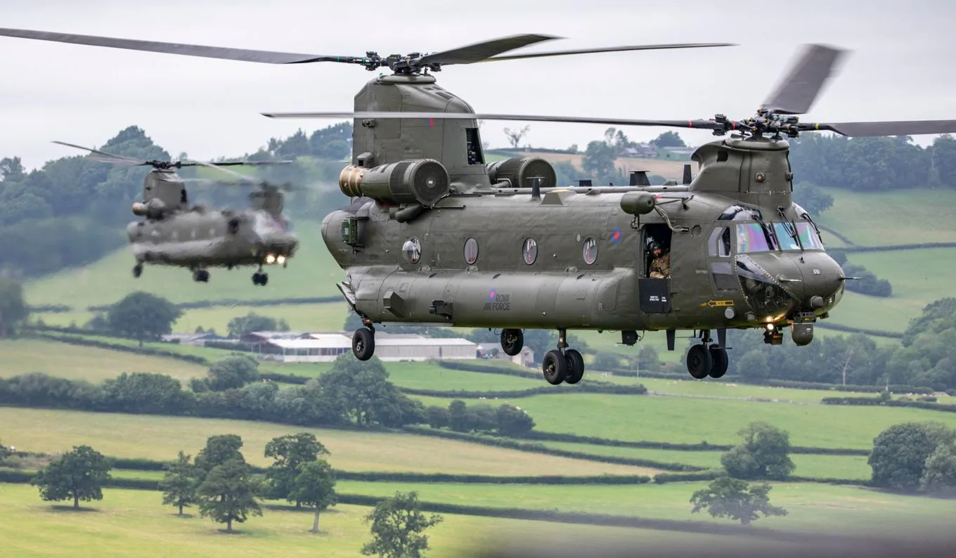 RAF Chinook makes unscheduled landing in field near Chippenham after reported fault