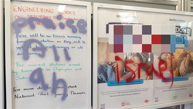 Boy, 15, arrested after obscene and anti-Israel graffiti sprayed across Swanley