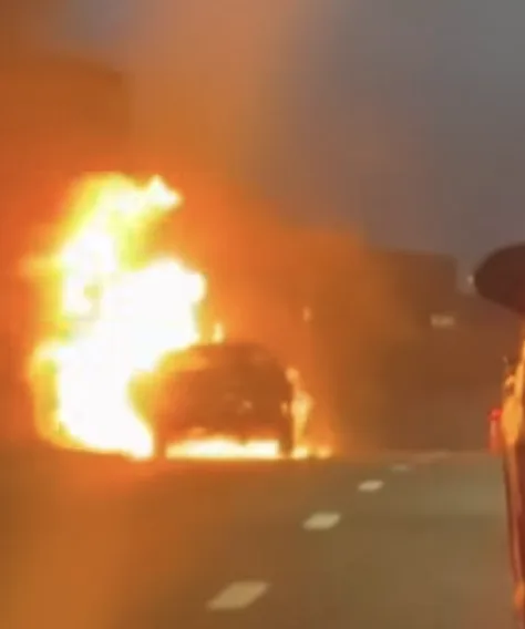 Vehicle fire and crash partially block A406 North Circular at Barking Flyover