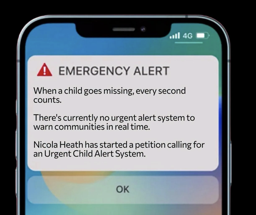 Petition calls for nationwide Urgent Child Alert System when youngsters go missing