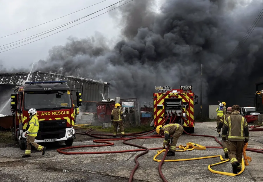 Firefighters tackle commercial building blaze in Whitchurch as roads closed