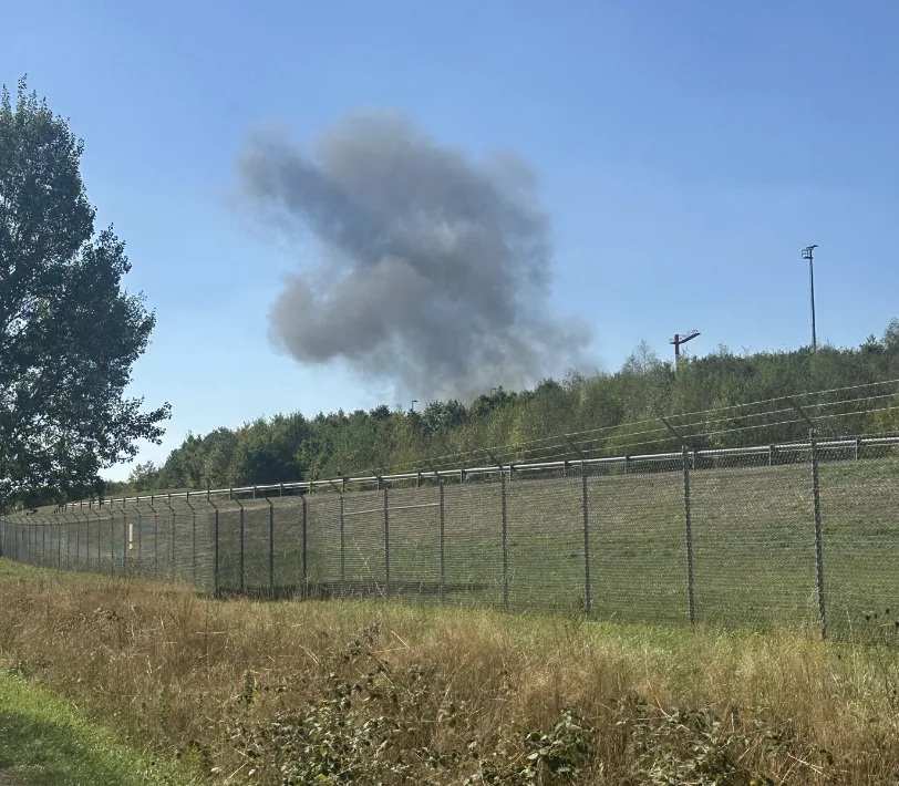 US Air Force F-16 crashes at Spangdahlem Air Base in Germany as pilot ejects