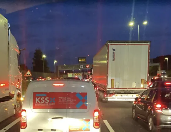 Two-Car Crash Causes Long Delays on M20 Near Aylesford