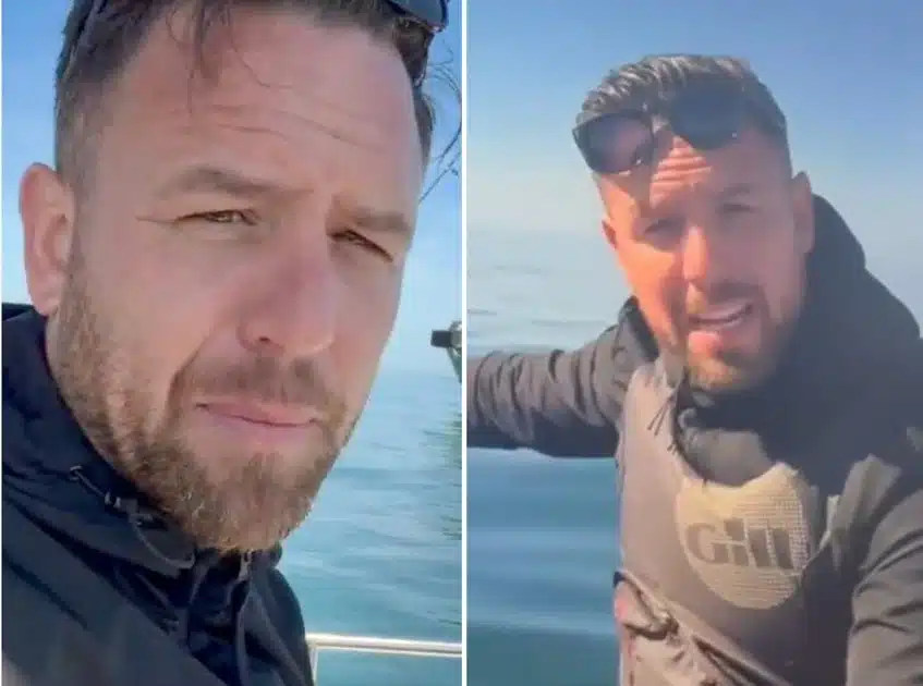 Reports Danny Tommo arrested in Gosport after spending hours tracking migrant boat in Channel