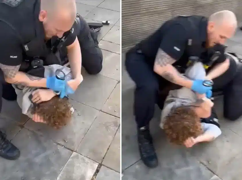 Police officer filmed striking suspect with handcuffs after two colleagues seriously injured in Manchester
