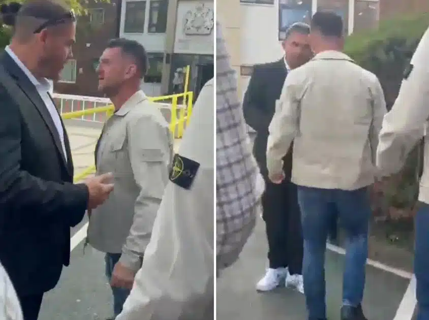 Tommy Robinson confronts man outside Basingstoke court after Danny Tommo hearing