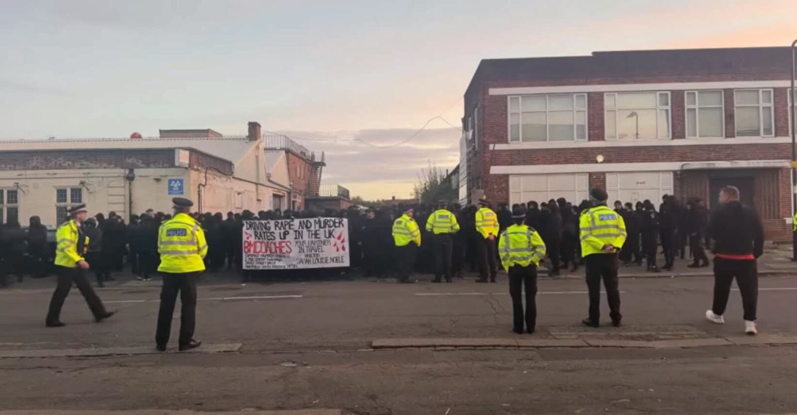 Protesters block BM Coaches depot over claims company transports migrants