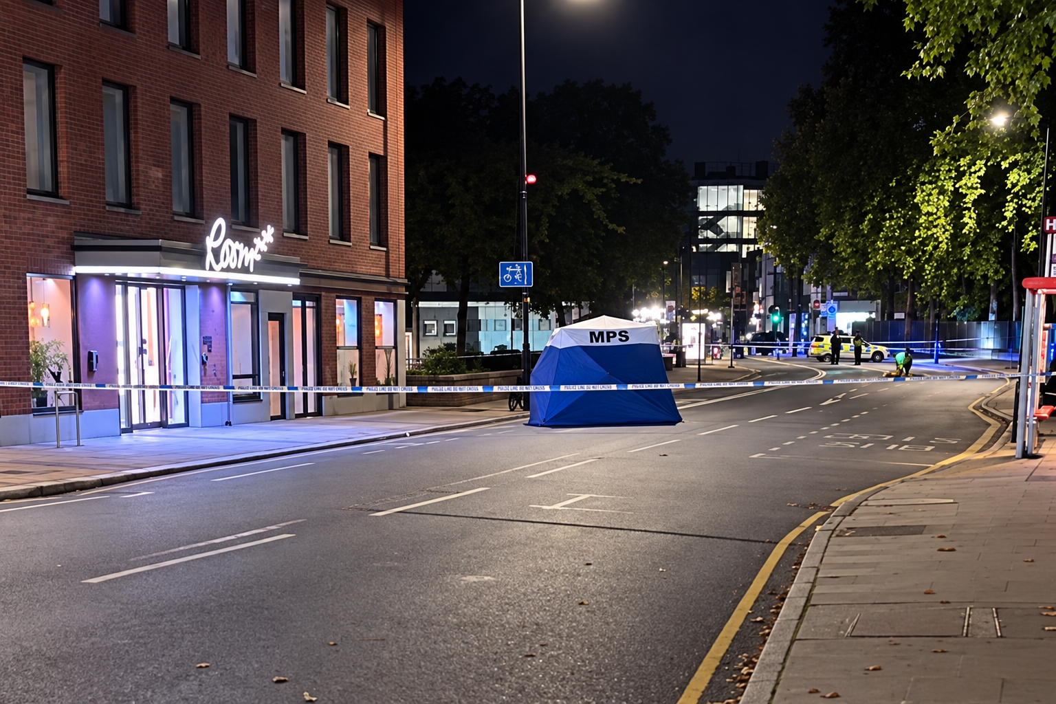 Forensics tent erected as police cordon West Ham Lane in Stratford