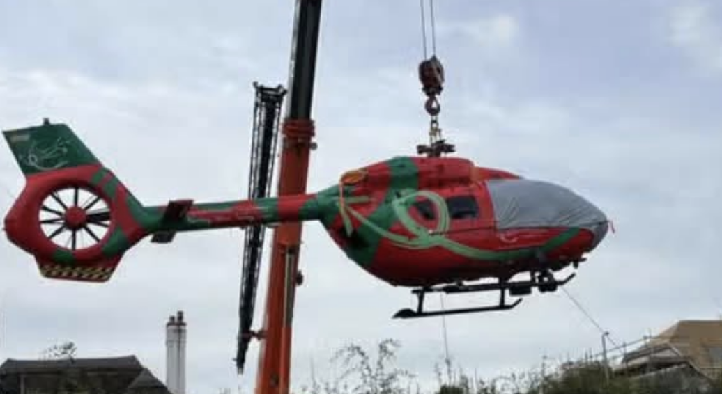 Wales Air Ambulance helicopter stranded for four days after hitting football goal during landing