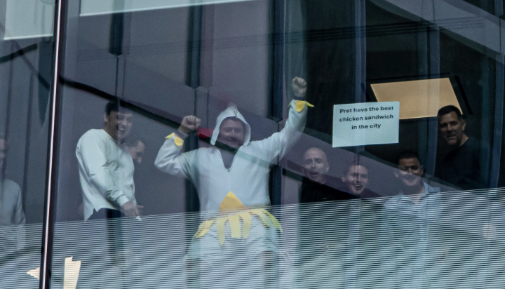 Pret criticised after chicken-costume stunt during animal welfare protest at London headquarters