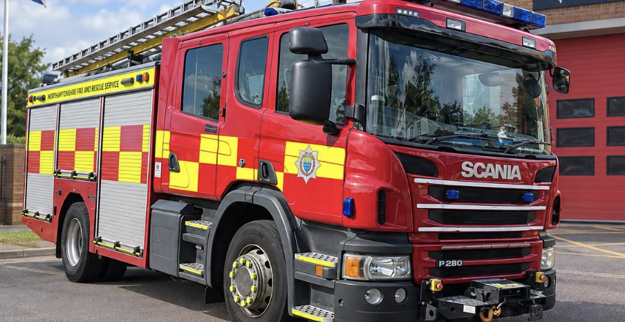 Three firefighters taken to hospital after fire engine crash on A43