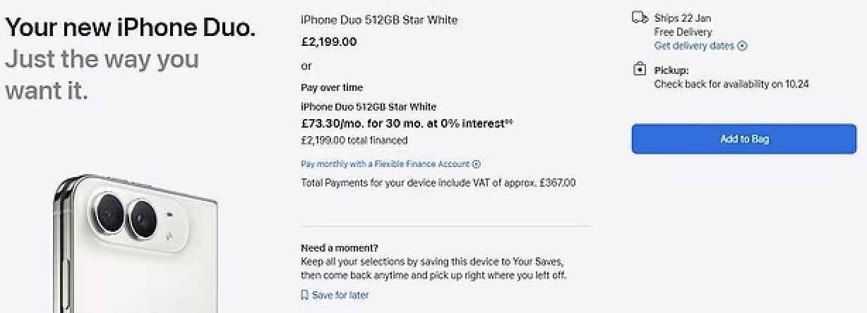 iPhone Duo pre-orders face major delays as earliest delivery pushed to January