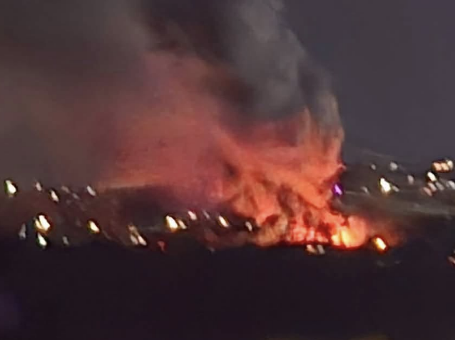 Large fire involving pile of old tyres breaks out in Bradford