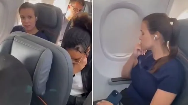 Woman who refused to give up plane window seat to crying child sues airline and passenger who filmed her