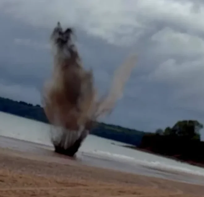 Navy bomb disposal team destroys high-explosive mortar donated to charity shop