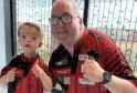 Little Superstar Isaac Meets Liverpool Hero and Darts Legend Stephen Bunting