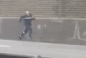 Moment Suspect Runs Down Busy Road and Scales Wall ‘Like Spider-Man’ in Bid to Escape Police